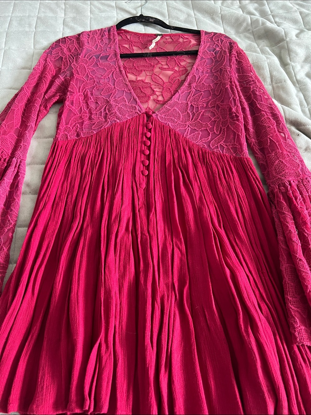 Free People Fuchsia Lace Detail Dress